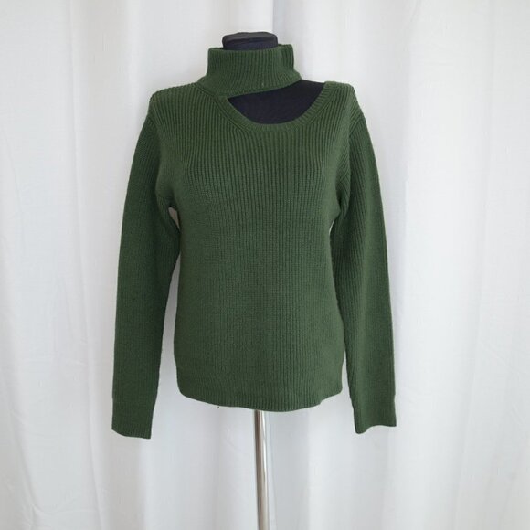 Wayf Green Knit Turtleneck Cutout Sz XS - Picture 3 of 7
